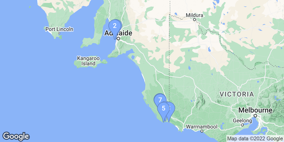 South Australia dive site map