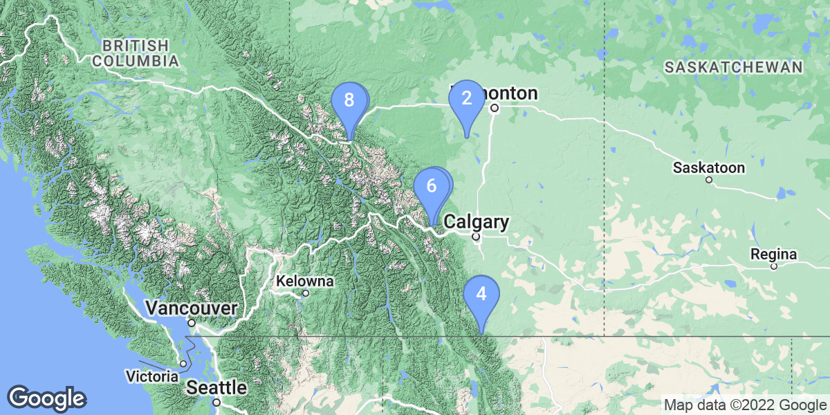 Alberta dive site map