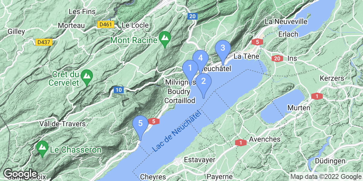 Neuchâtel dive site map