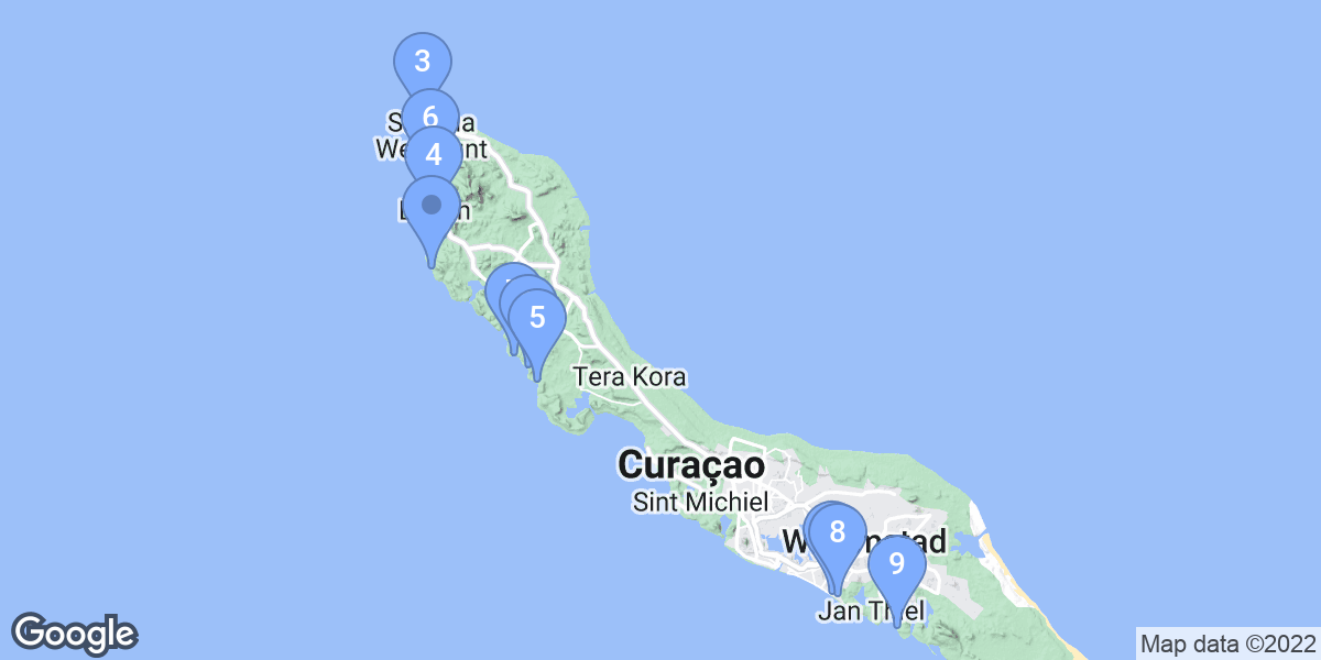 Curaçao dive site map