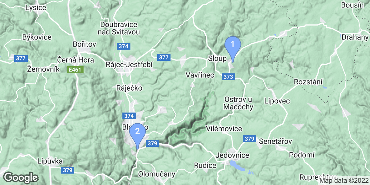 Jihomoravský kraj dive site map