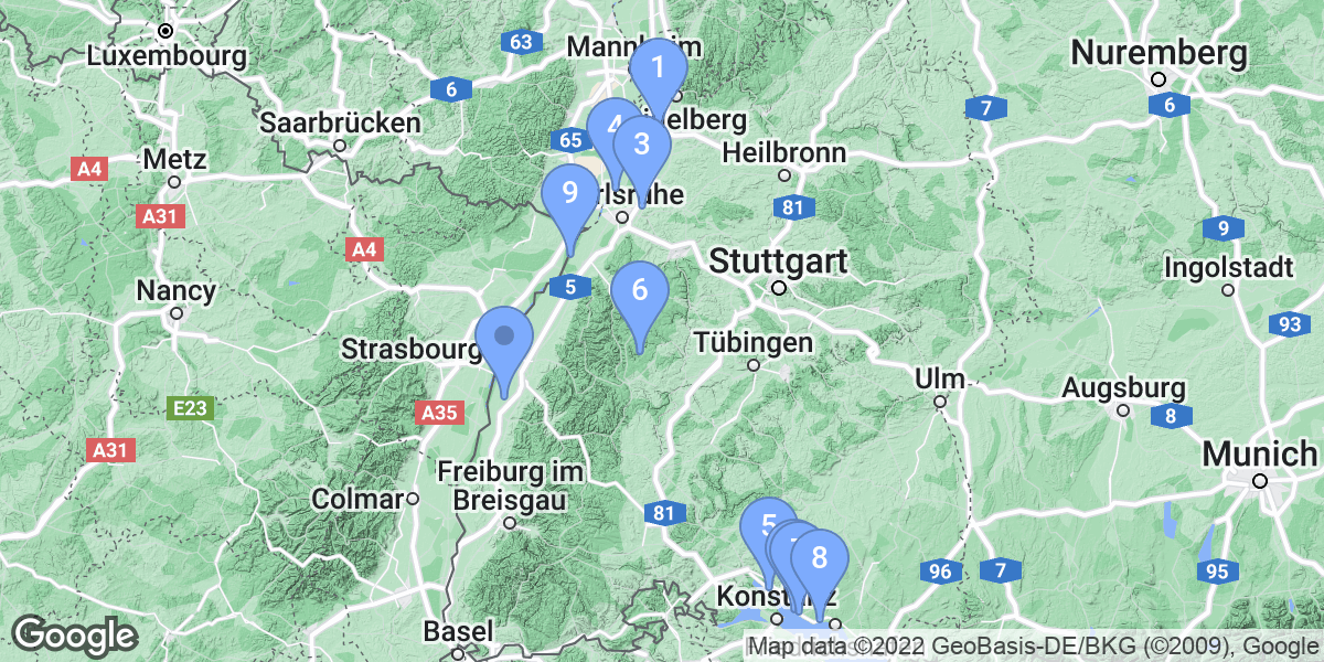 Baden-Württemberg dive site map