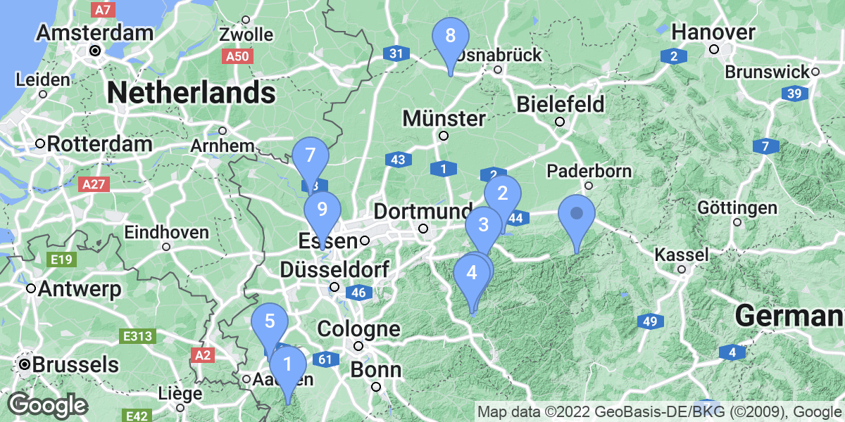 North Rhine-Westphalia dive site map
