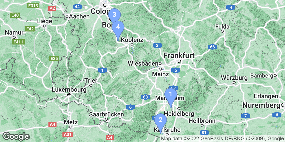 Rheinland-Pfalz dive site map