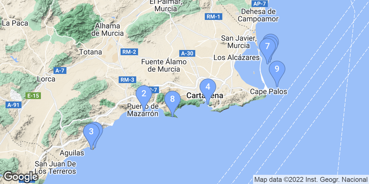 Region of Murcia dive site map