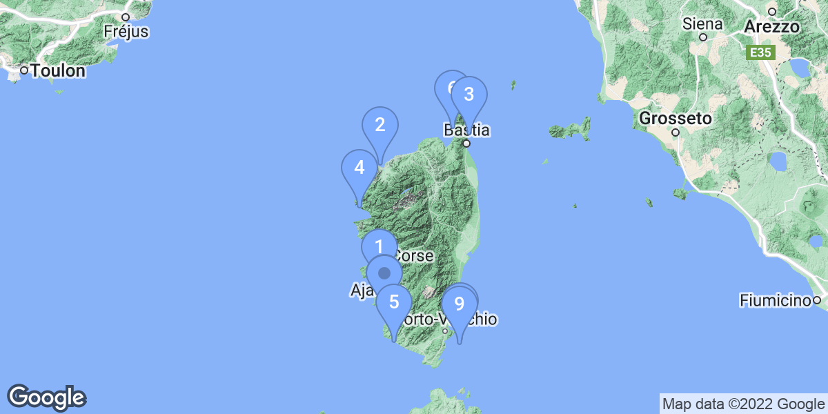 Corsica dive site map