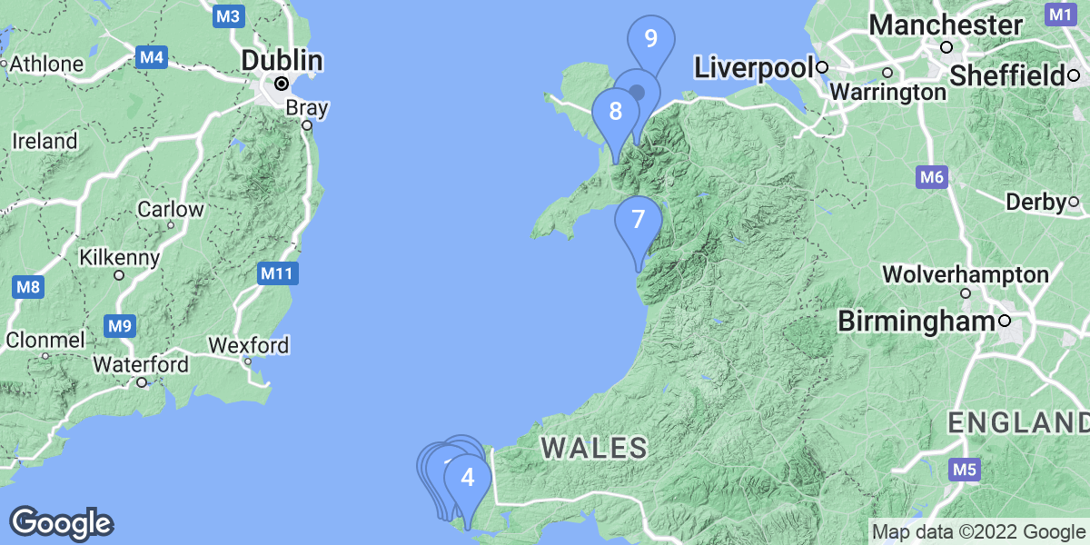Wales dive site map