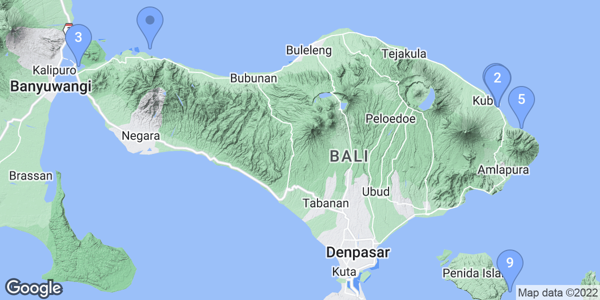 Bali dive site map