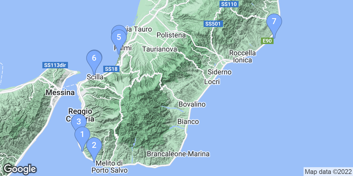 Calabria dive site map