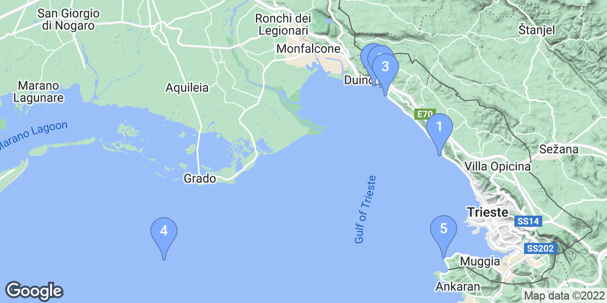 Friuli-Venezia Giulia dive site map