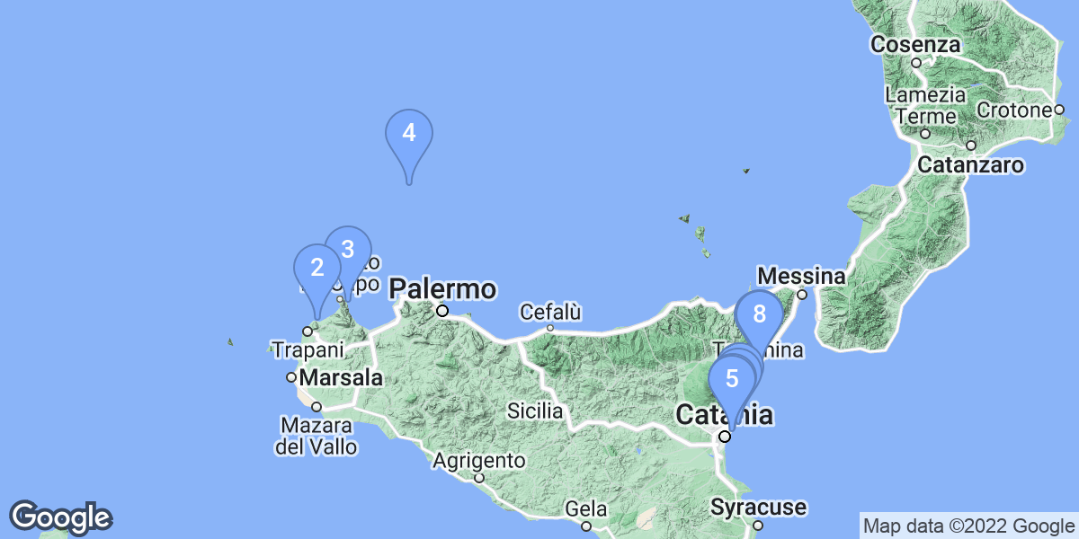 Sicily dive site map