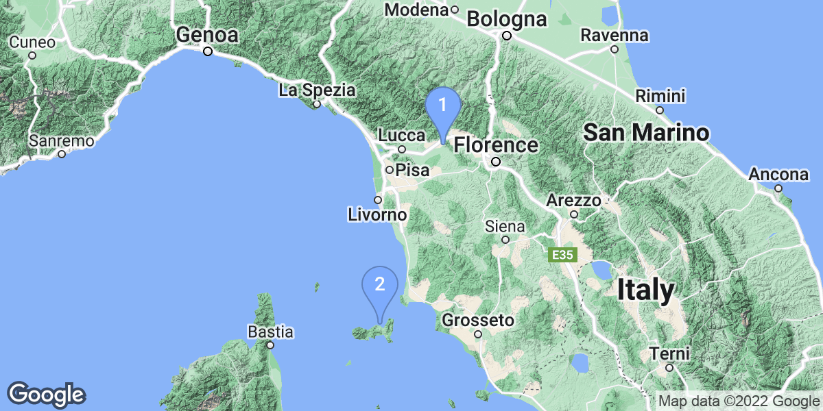 Toscana dive site map