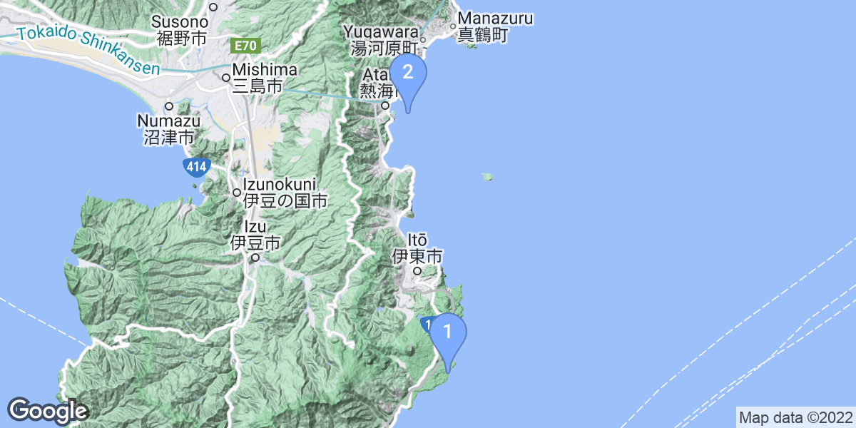Shizuoka dive site map