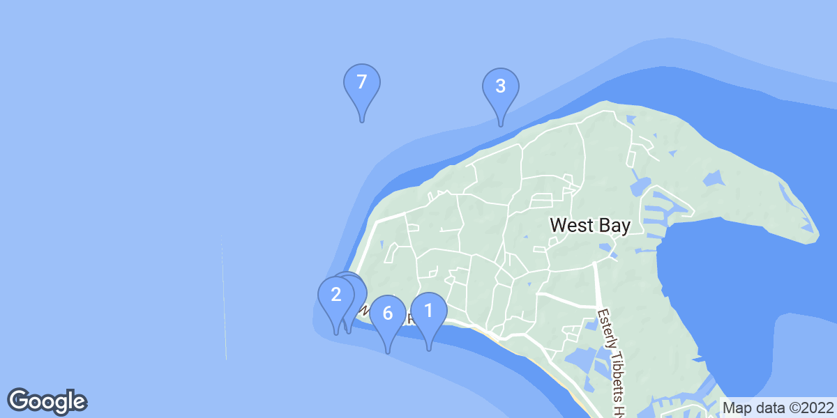 West Bay dive site map