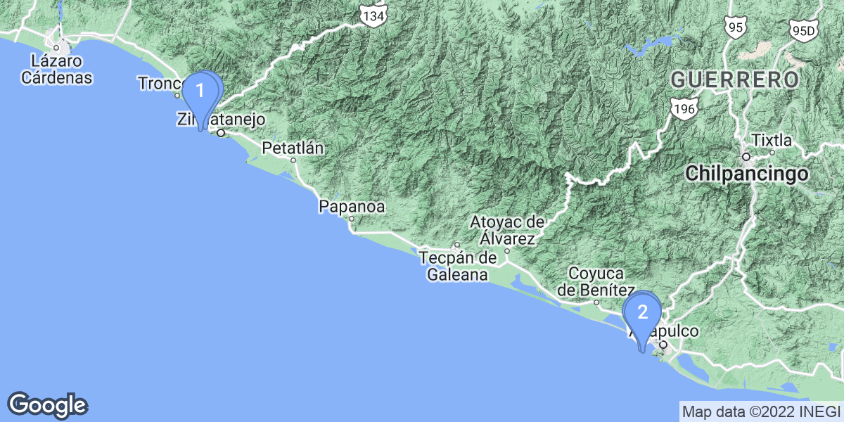 Guerrero dive site map