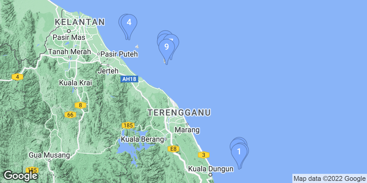 Terengganu dive site map