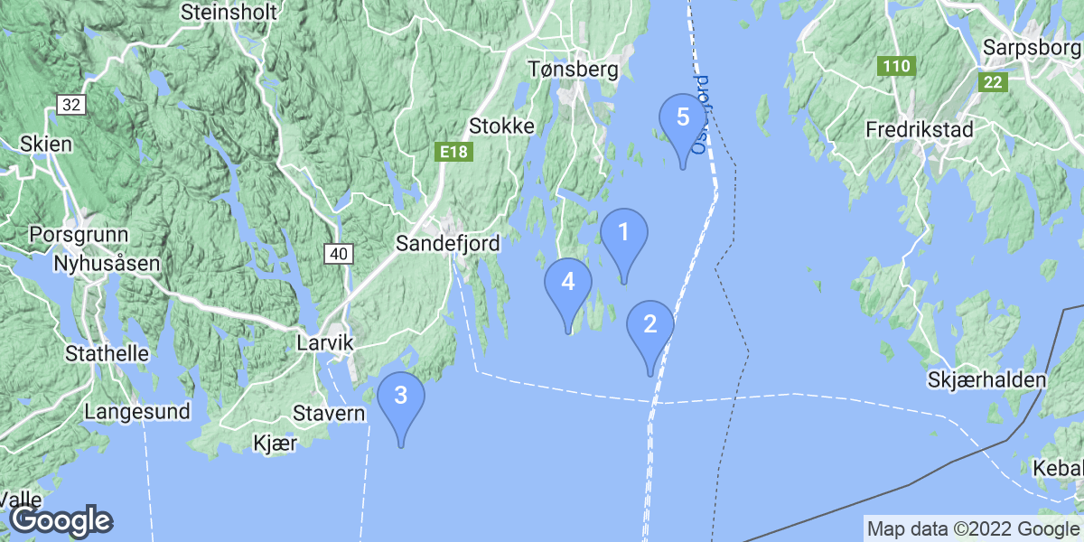 Vestfold og Telemark dive site map