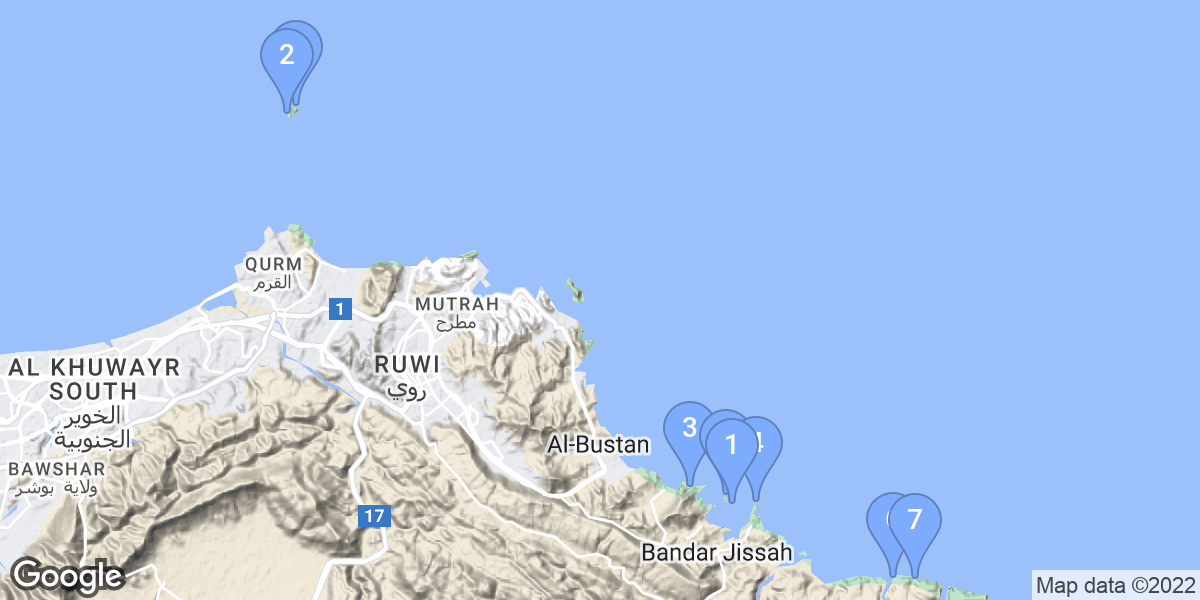 Muscat Governorate dive site map