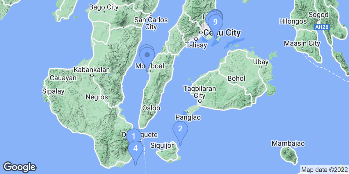 Central Visayas dive site map