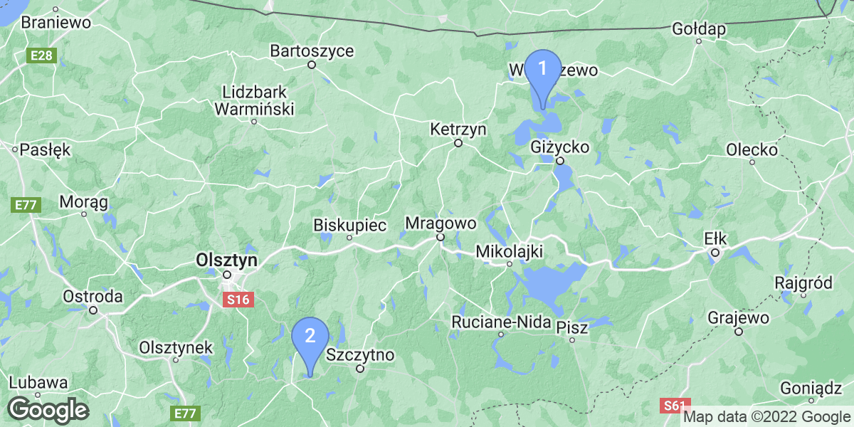 Warmińsko-Mazurskie dive site map