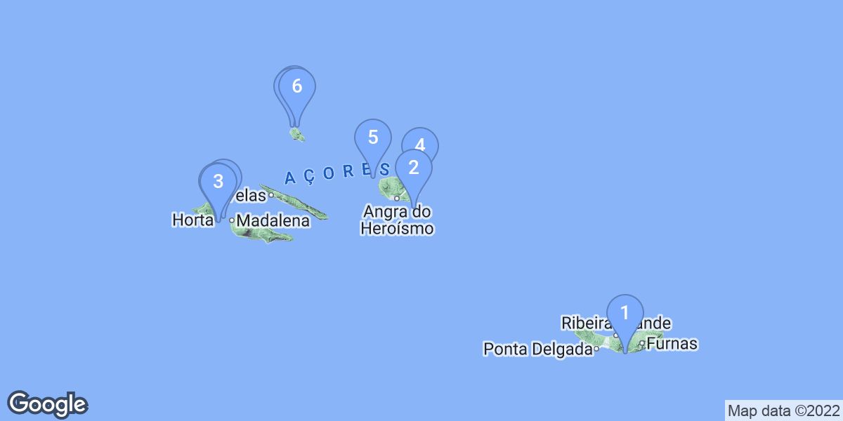 Azores dive site map