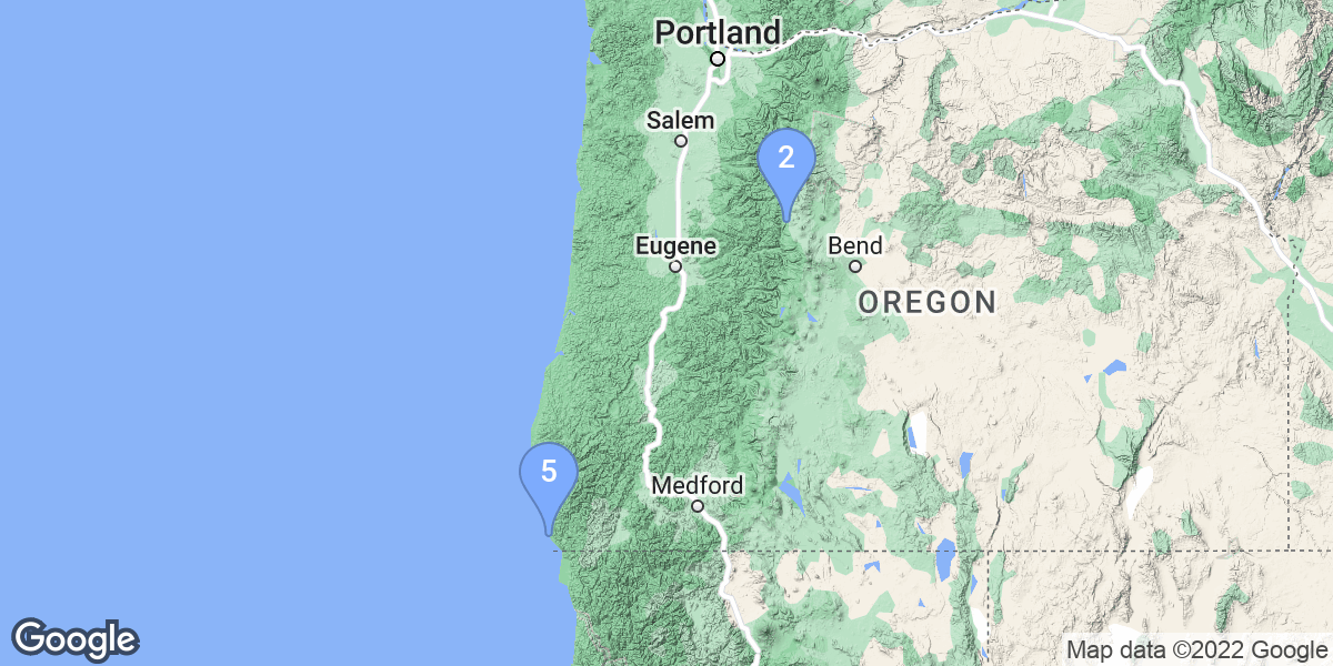 Oregon dive site map