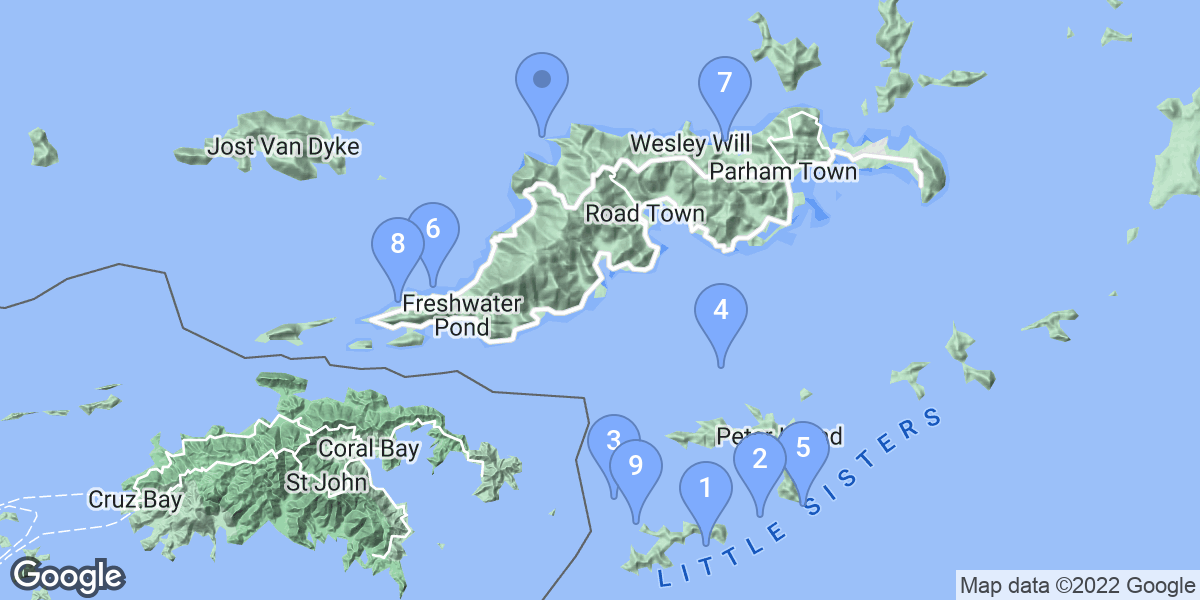 Tortola dive site map