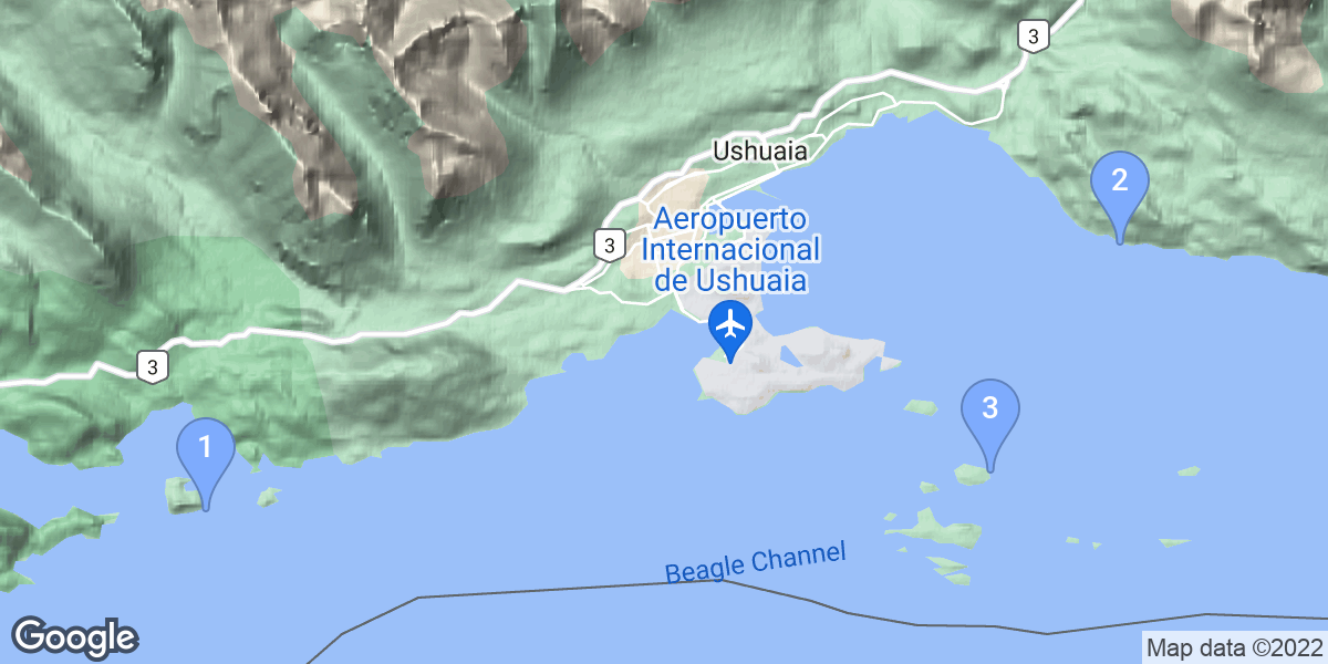 Ushuaia Department dive site map