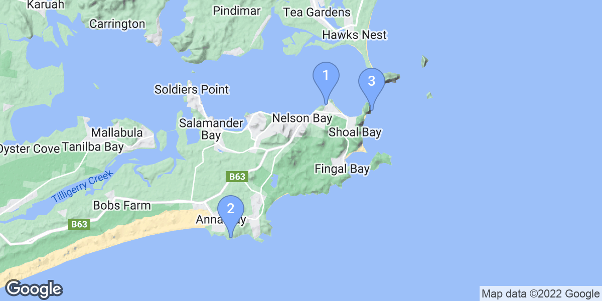 Port Stephens Council dive site map