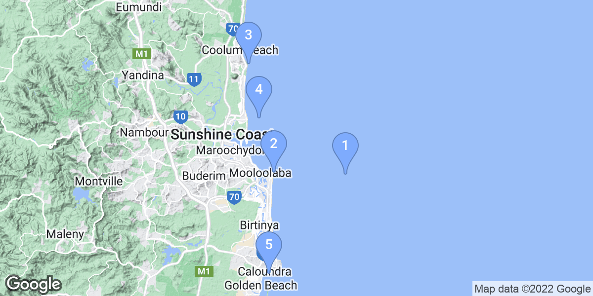 Sunshine Coast Regional dive site map
