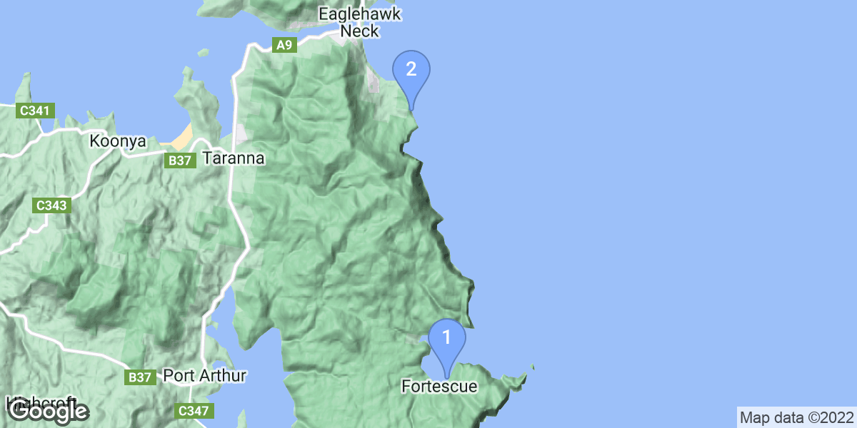 Tasman Council dive site map