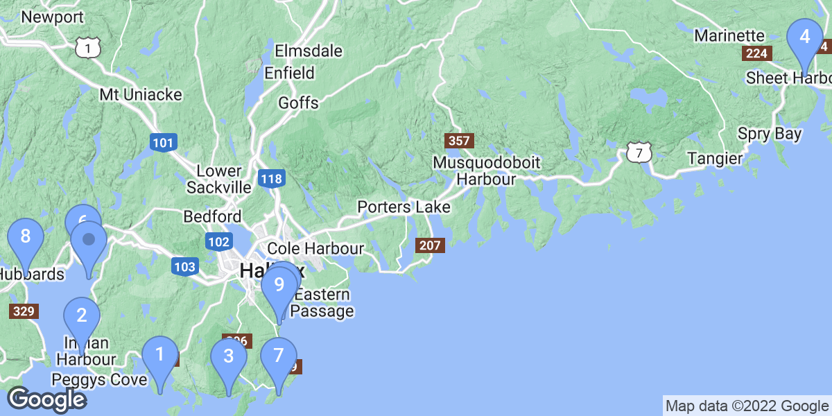 Halifax Regional Municipality dive site map
