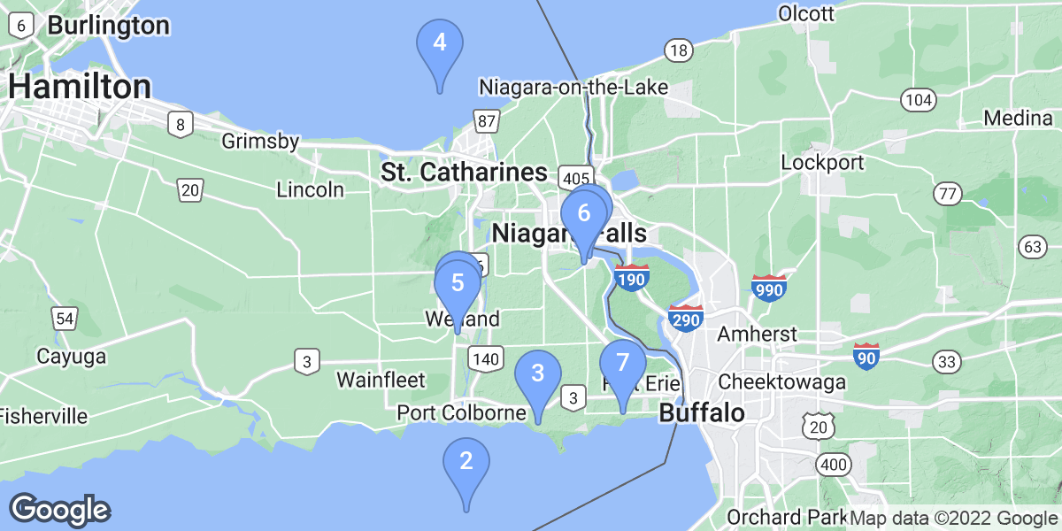 Regional Municipality of Niagara dive site map