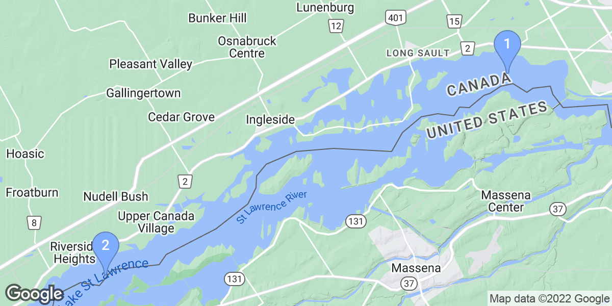 Stormont, Dundas and Glengarry United Counties dive site map