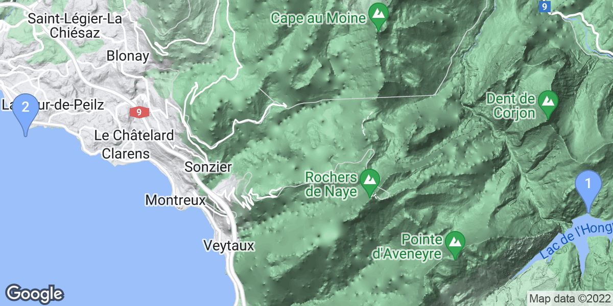 Riviera-Pays-d'Enhaut District dive site map