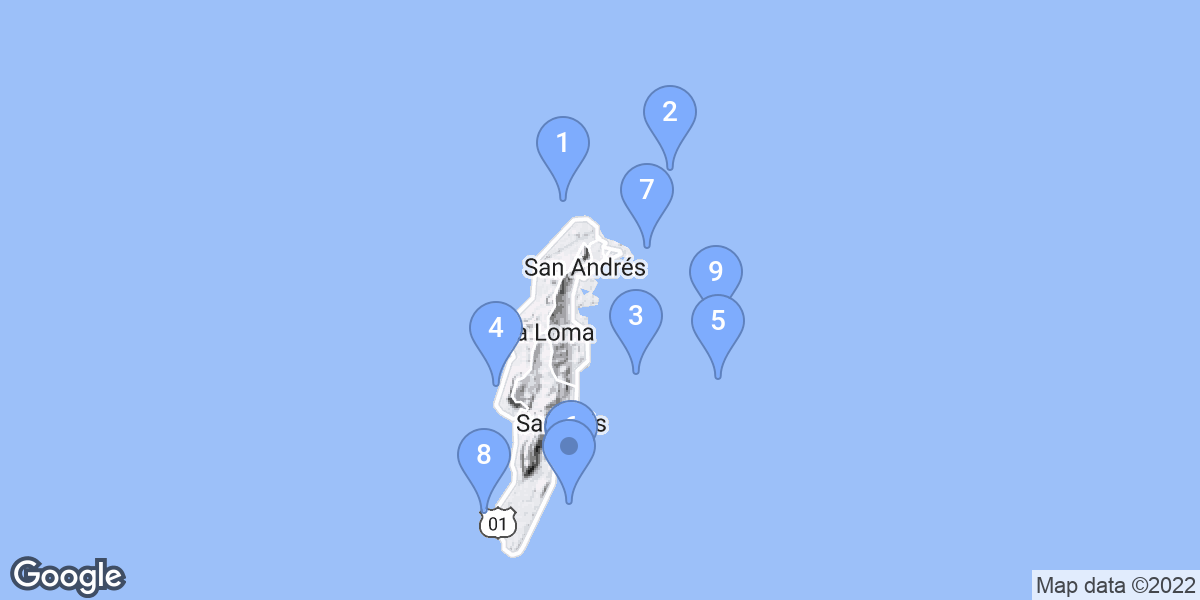 San Andrés dive site map