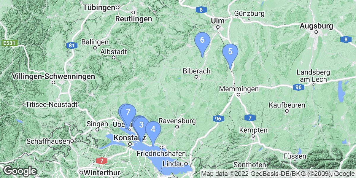 Tübingen dive site map