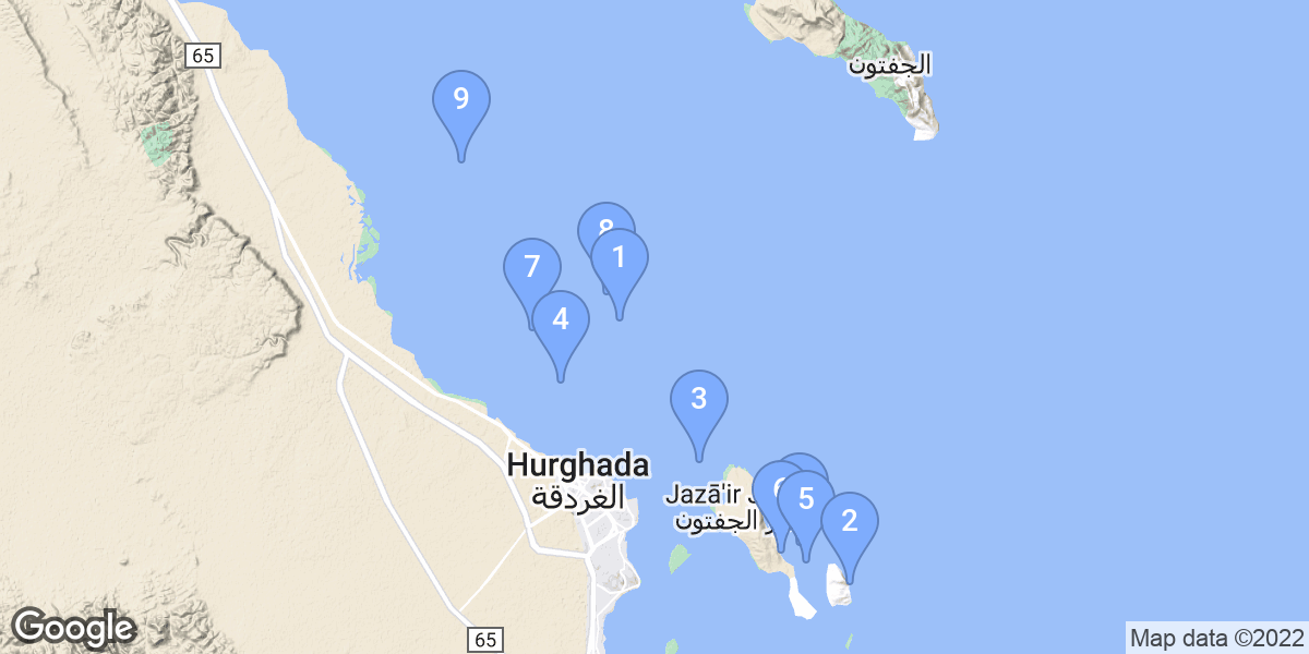 Hurghada 2 dive site map