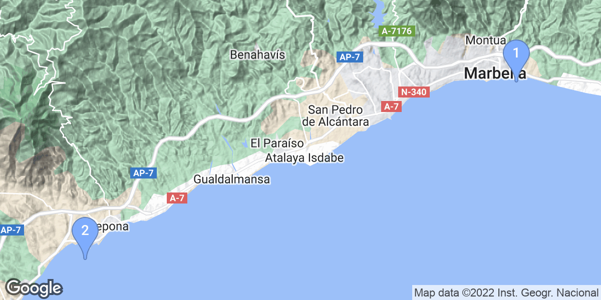 Málaga dive site map