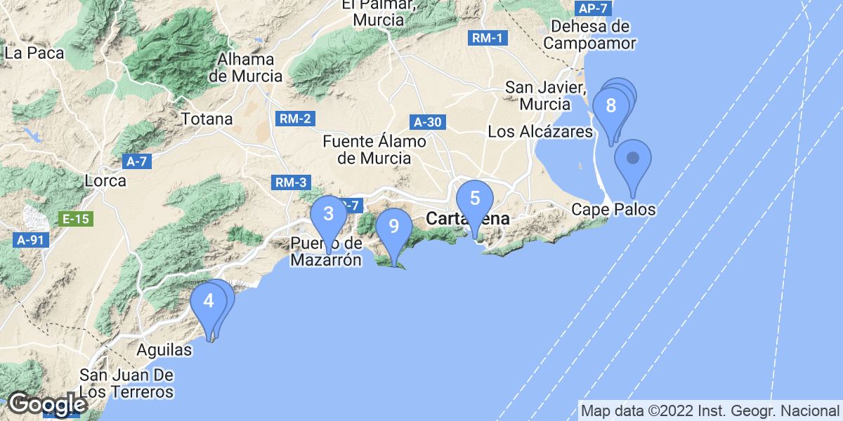 Murcia dive site map