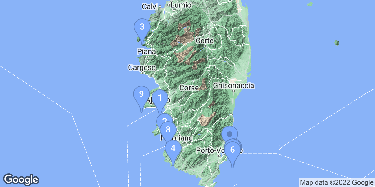 Corse-du-Sud dive site map