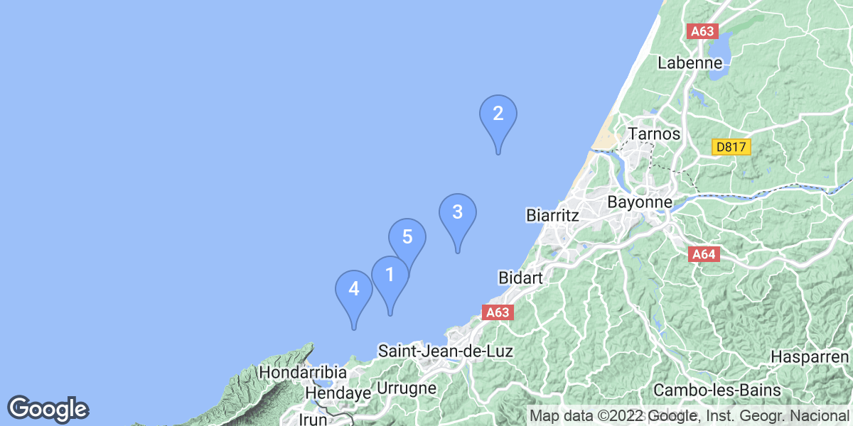 Pyrénées-Atlantiques dive site map