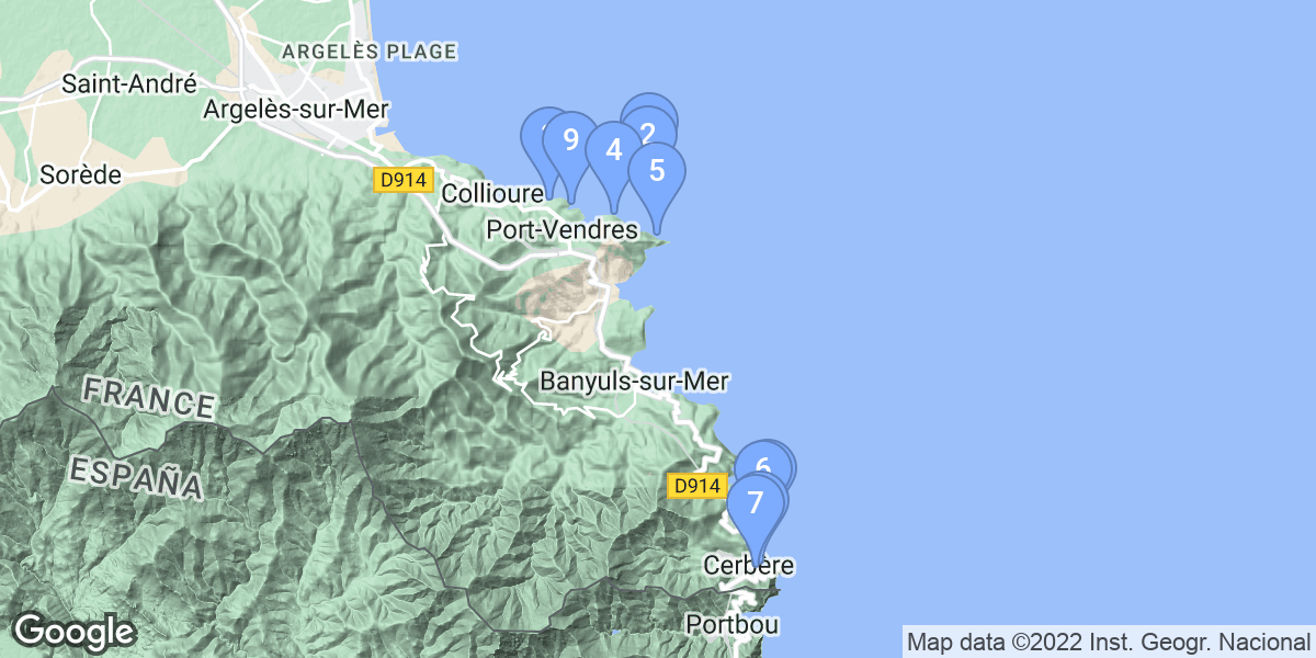 Pyrénées-Orientales dive site map