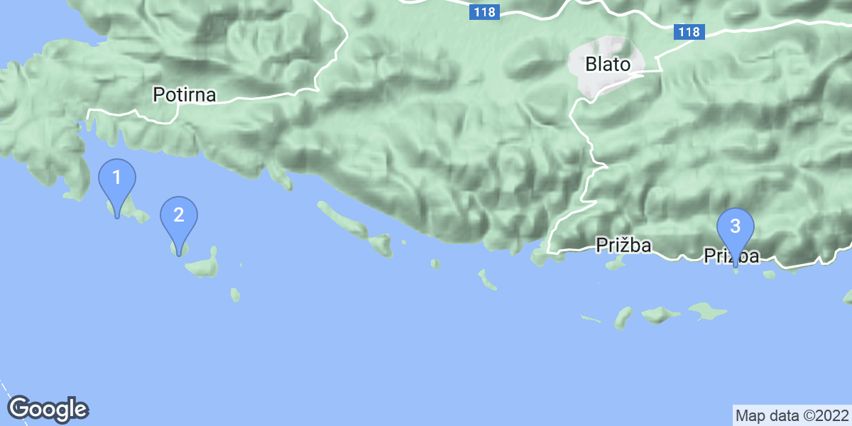 Općina Blato dive site map