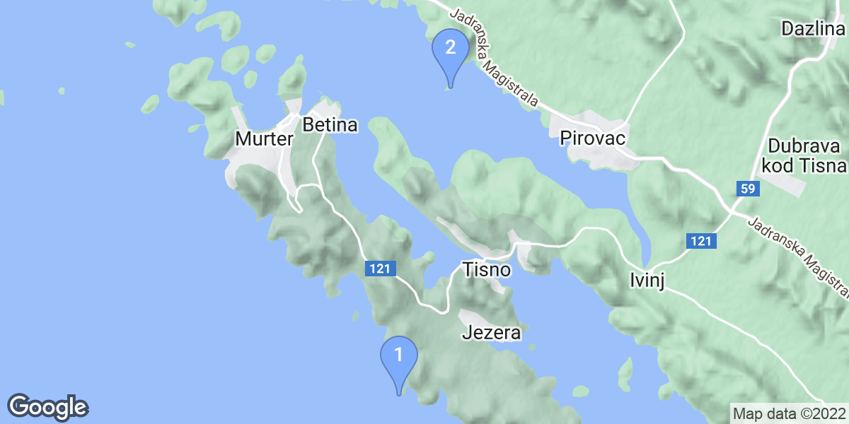 Općina Tisno dive site map