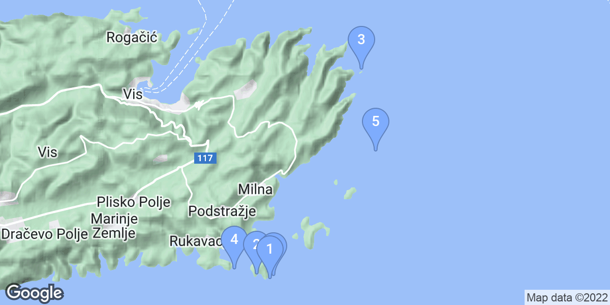 Općina Vis dive site map