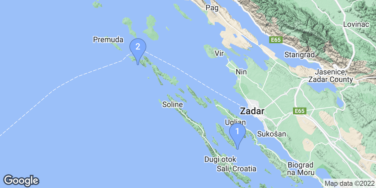 Općina Zadar dive site map