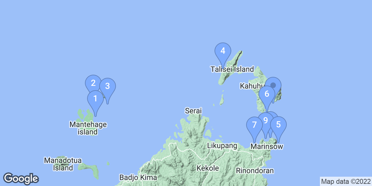 North Minahasa Regency dive site map