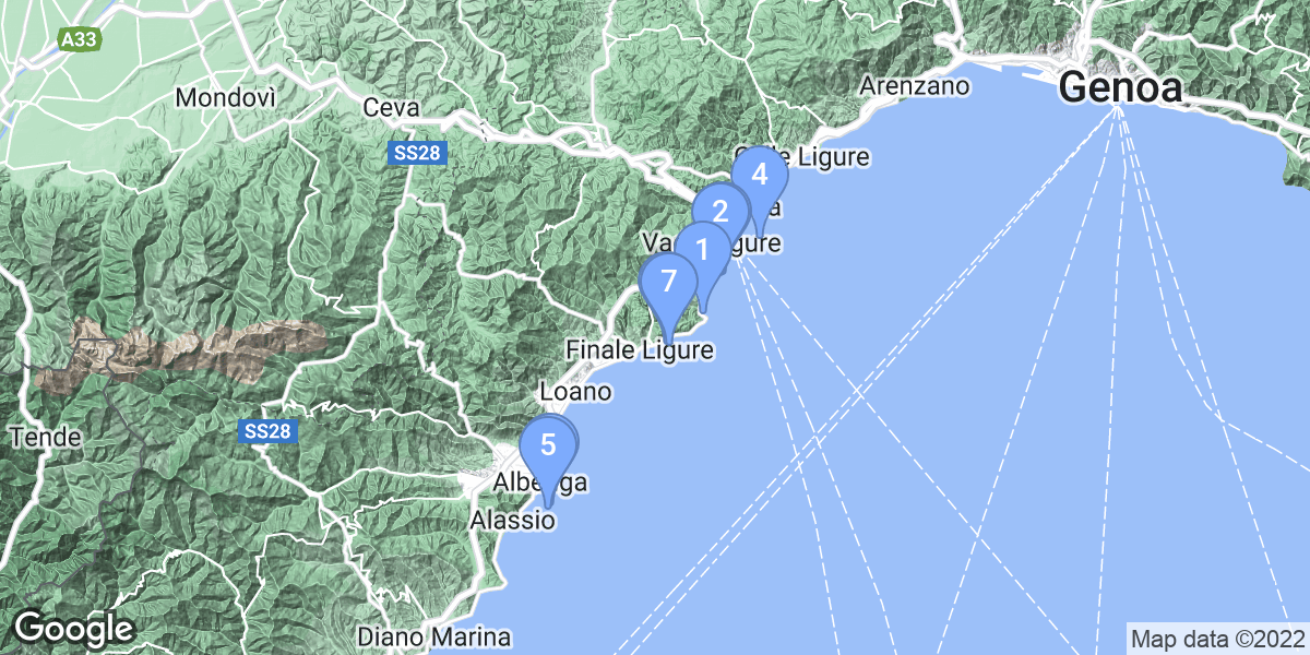 Provincia di Savona dive site map