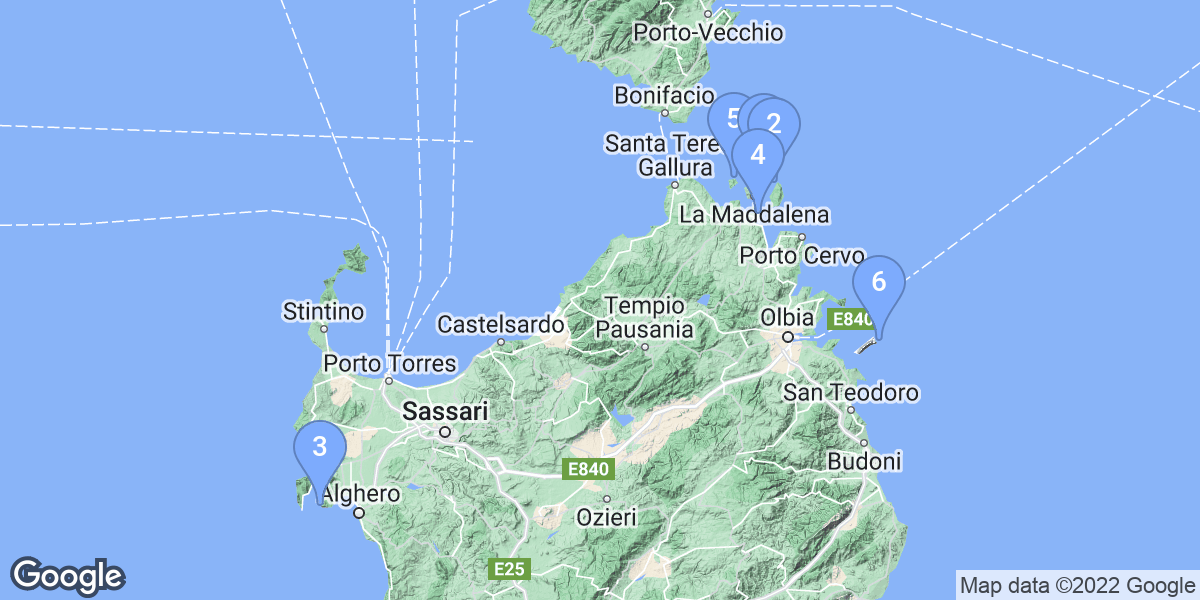 Province of Sassari dive site map